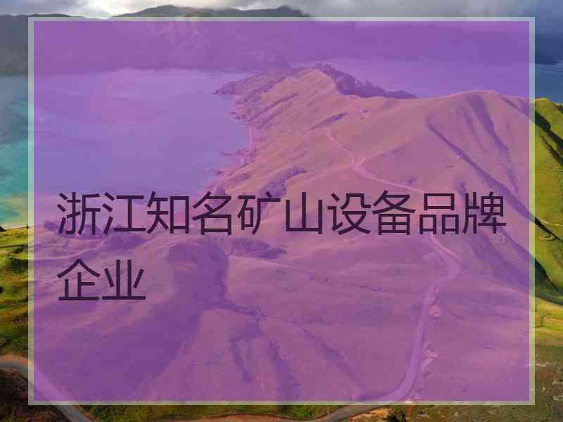 浙江知名矿山设备品牌企业