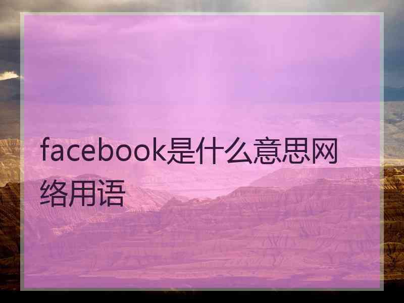 facebook是什么意思网络用语