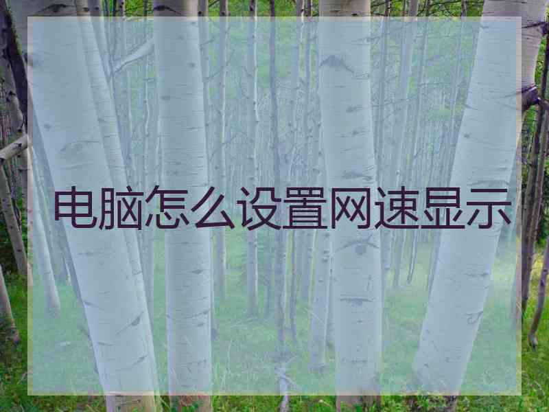 电脑怎么设置网速显示