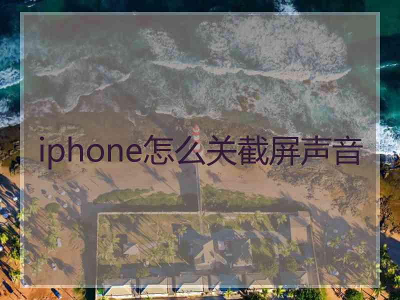 iphone怎么关截屏声音