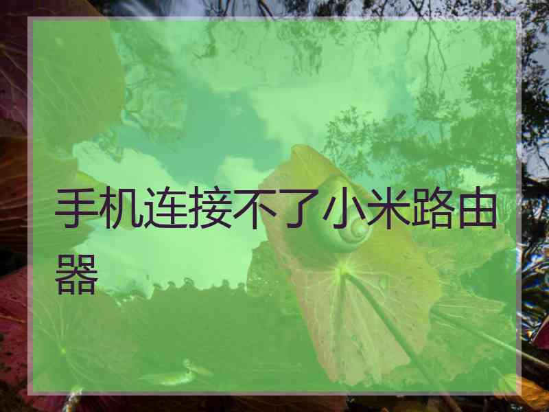 手机连接不了小米路由器