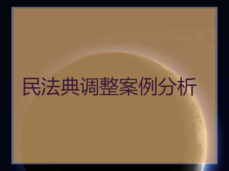 民法典调整案例分析