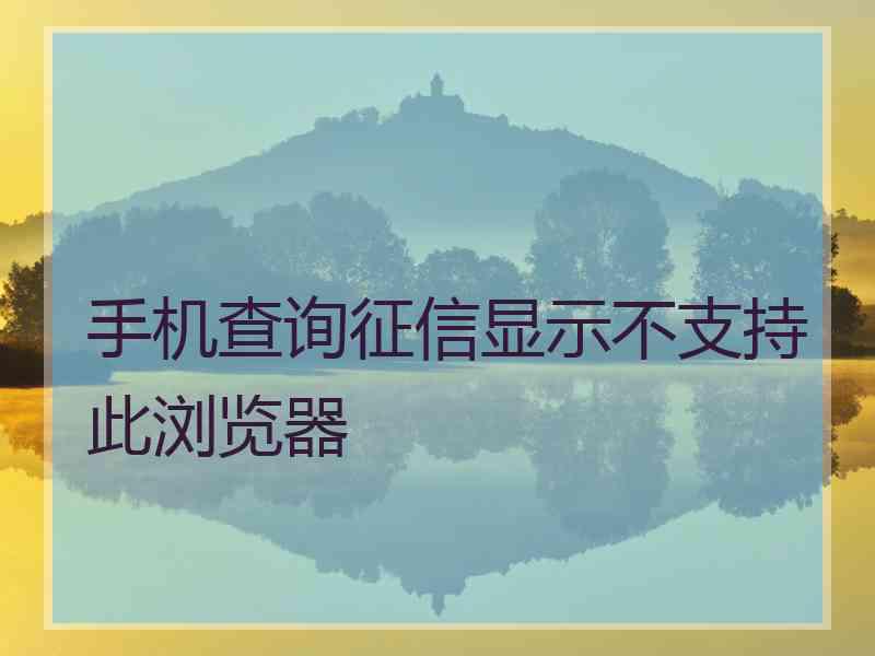 手机查询征信显示不支持此浏览器