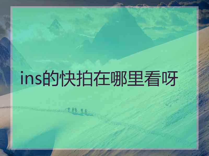 ins的快拍在哪里看呀