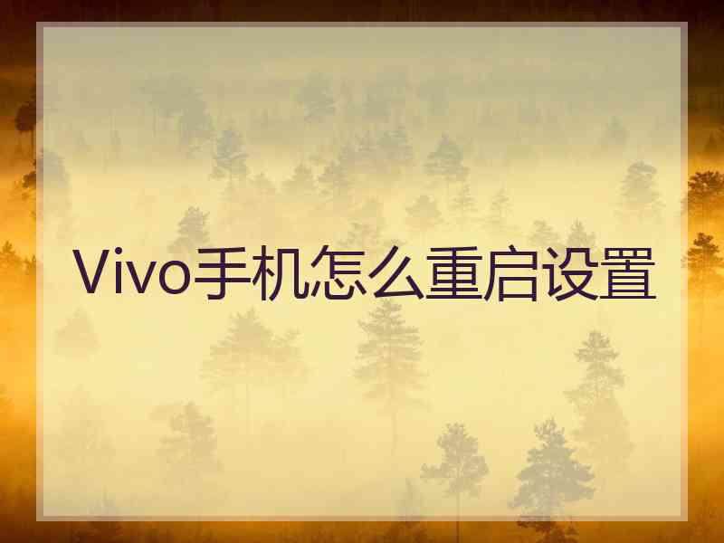 Vivo手机怎么重启设置