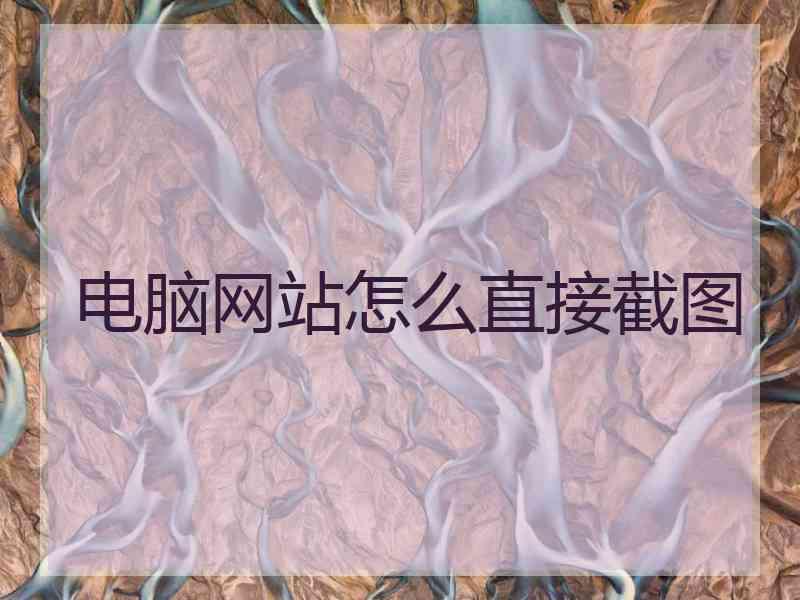 电脑网站怎么直接截图