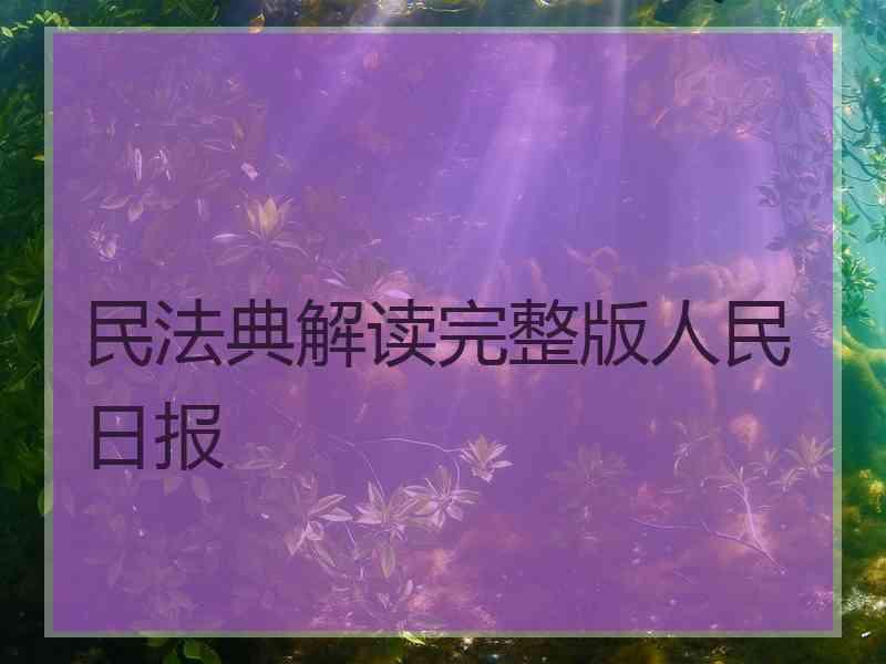 民法典解读完整版人民日报