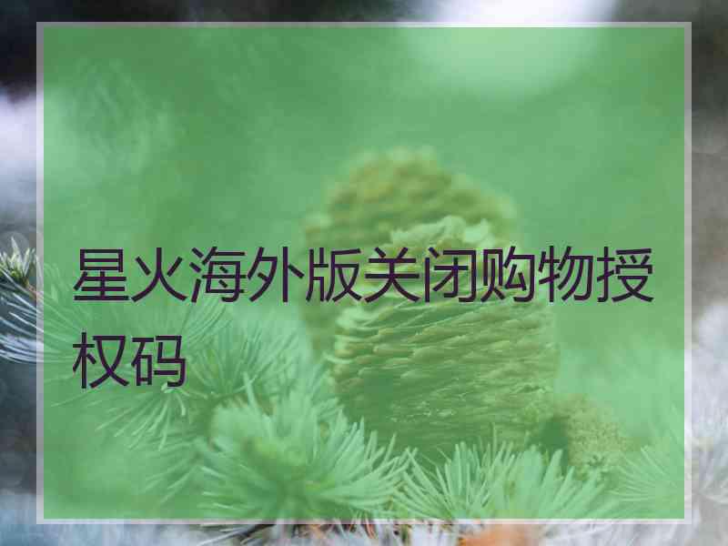 星火海外版关闭购物授权码