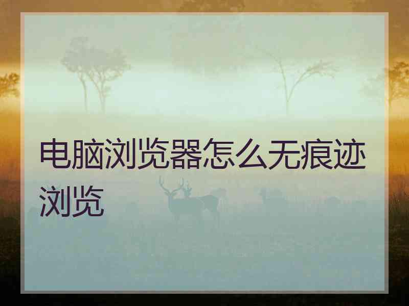 电脑浏览器怎么无痕迹浏览