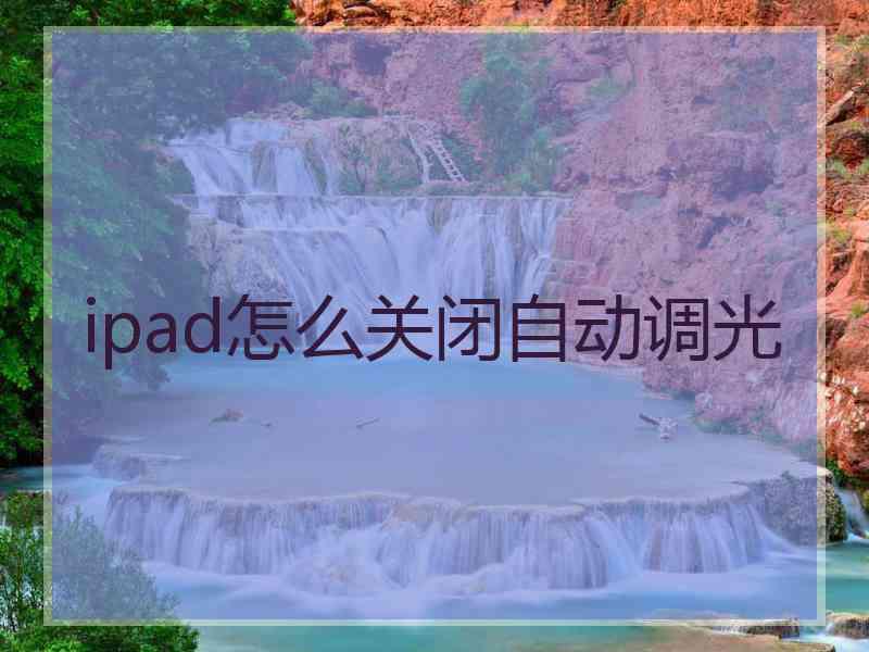 ipad怎么关闭自动调光