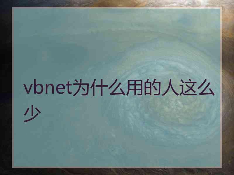 vbnet为什么用的人这么少