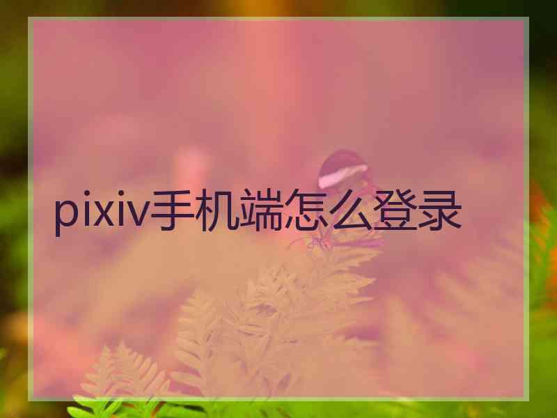 pixiv手机端怎么登录