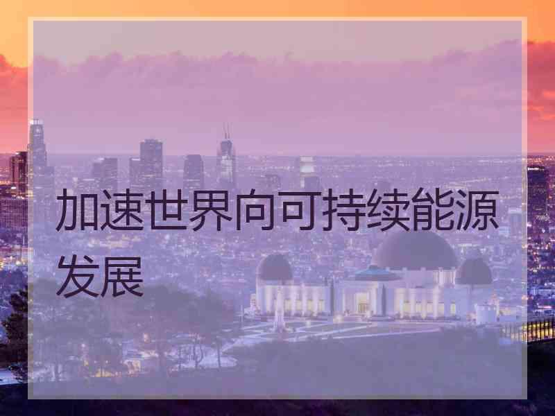 加速世界向可持续能源发展