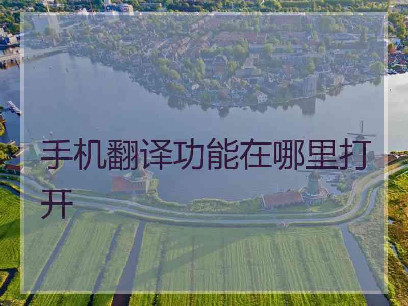 手机翻译功能在哪里打开