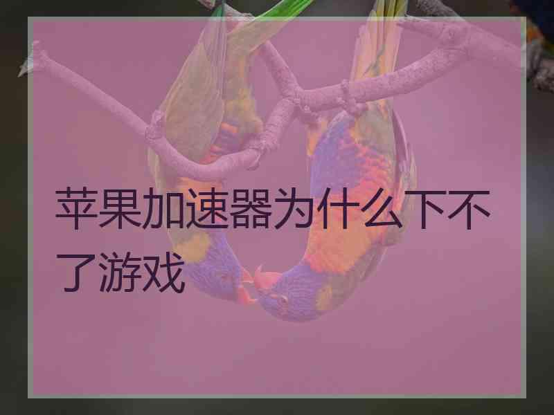 苹果加速器为什么下不了游戏