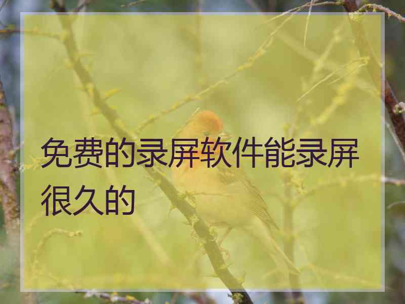 免费的录屏软件能录屏很久的