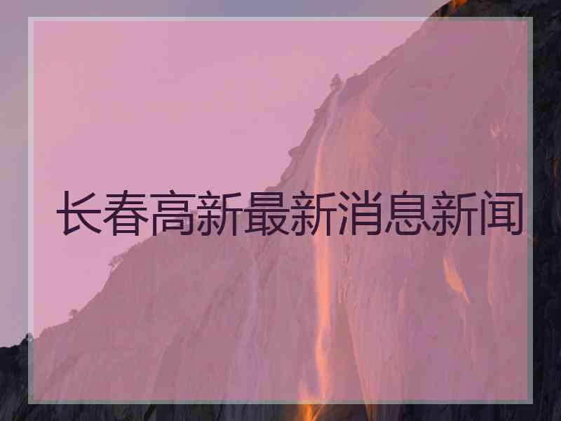 长春高新最新消息新闻
