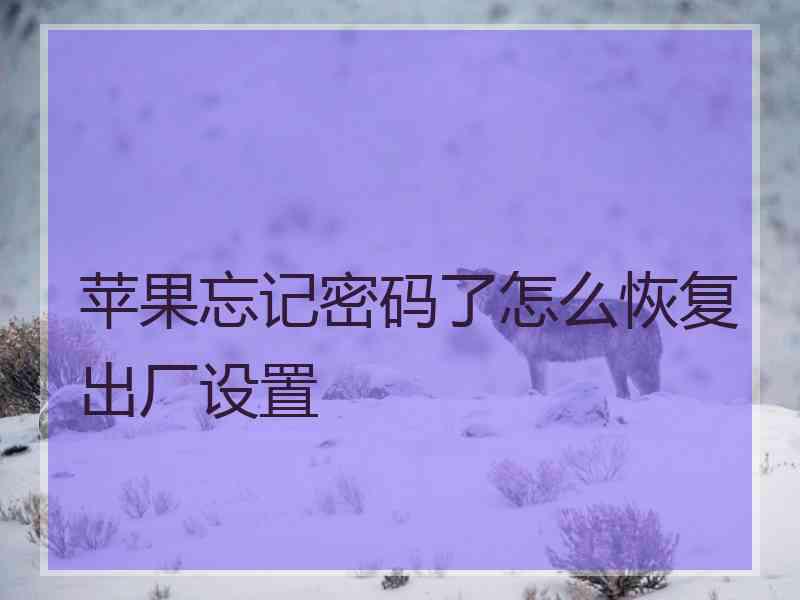 苹果忘记密码了怎么恢复出厂设置