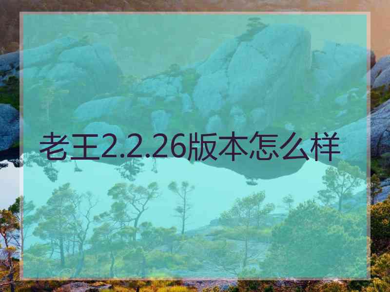 老王2.2.26版本怎么样