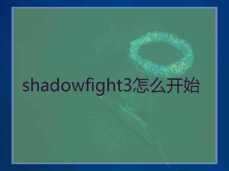 shadowfight3怎么开始