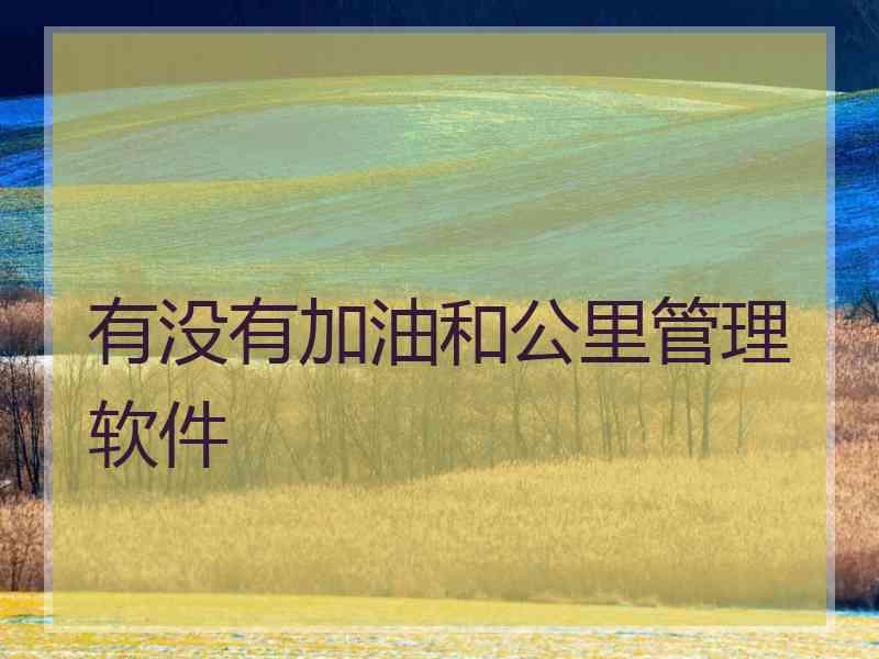有没有加油和公里管理软件