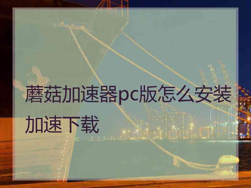 蘑菇加速器pc版怎么安装加速下载