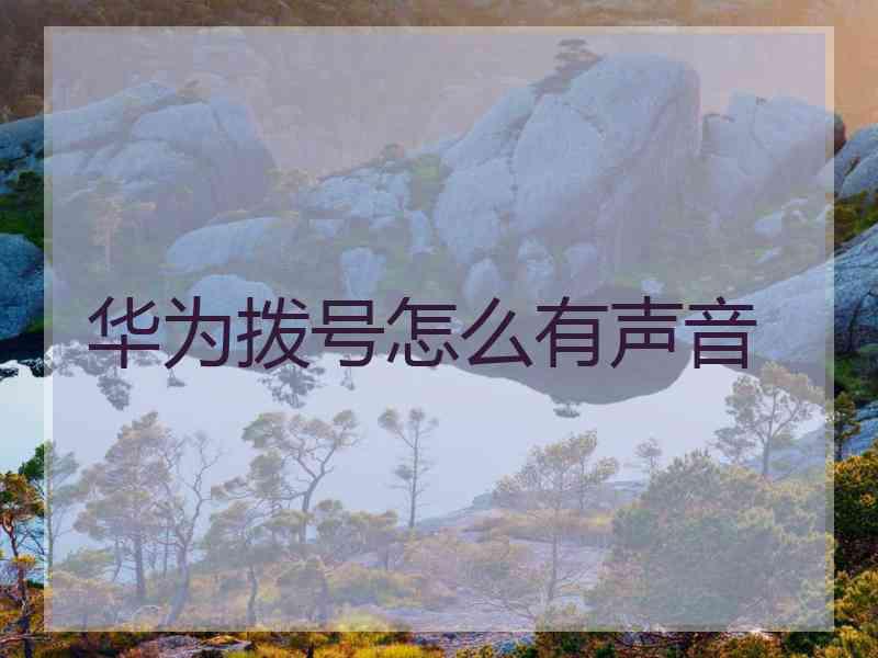 华为拨号怎么有声音