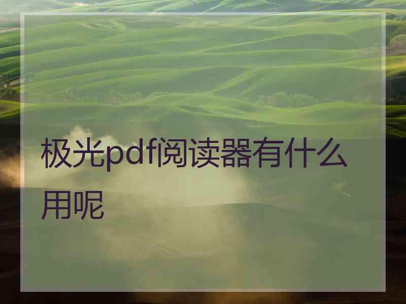 极光pdf阅读器有什么用呢