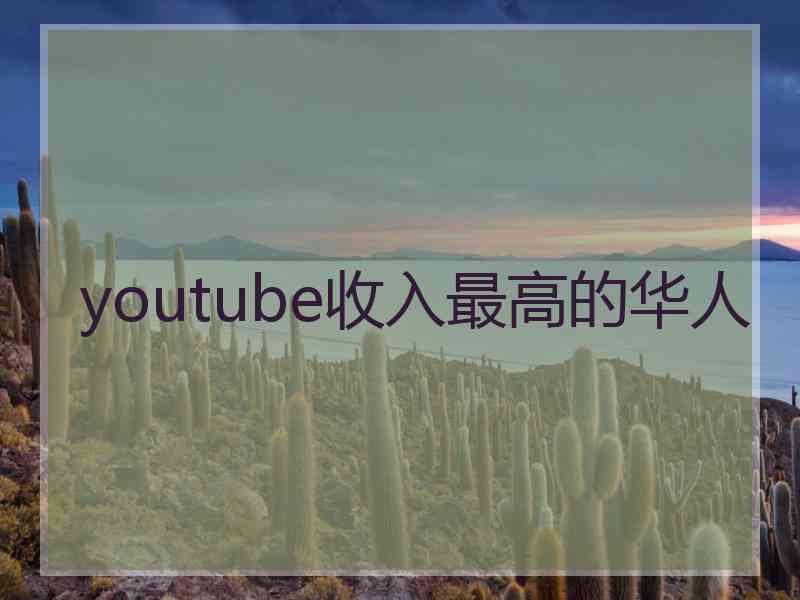 youtube收入最高的华人
