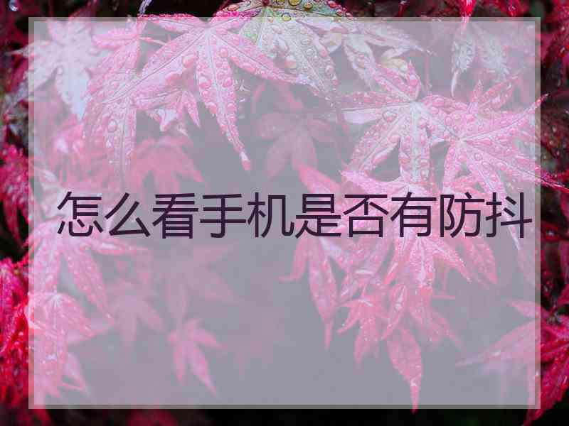 怎么看手机是否有防抖