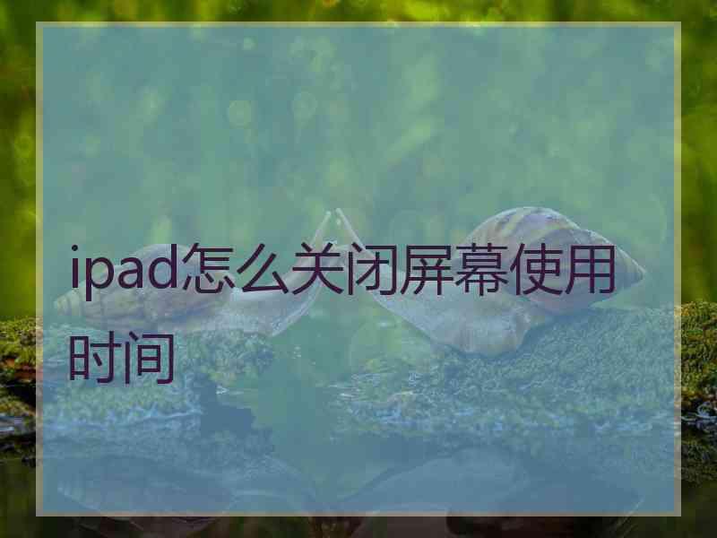 ipad怎么关闭屏幕使用时间