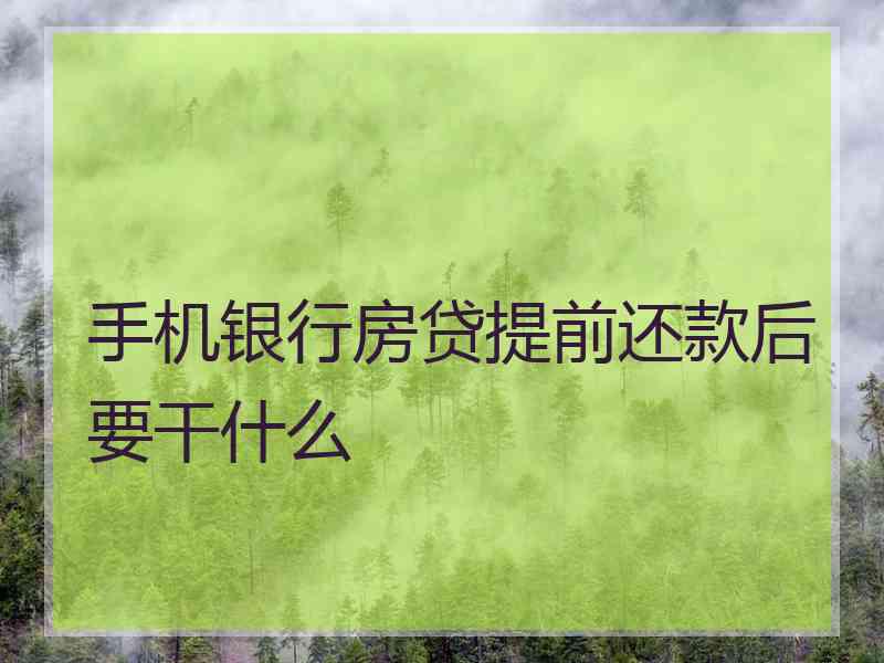 手机银行房贷提前还款后要干什么