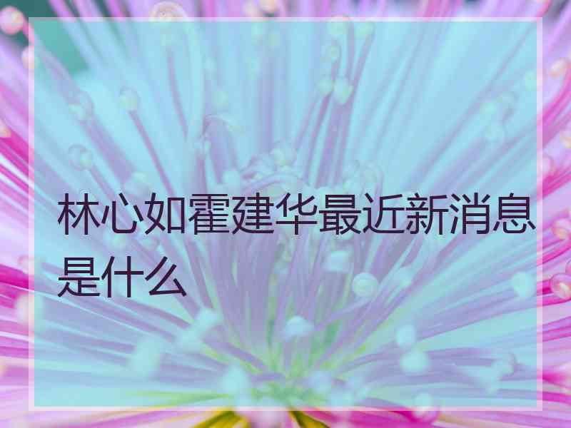 林心如霍建华最近新消息是什么