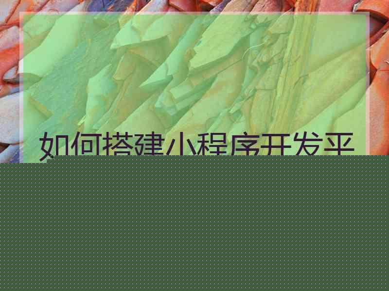 如何搭建小程序开发平台