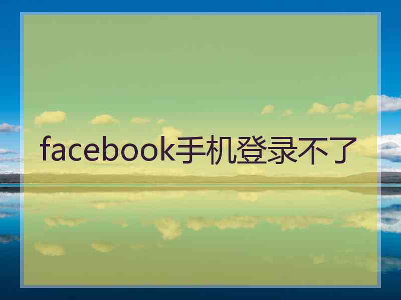 facebook手机登录不了