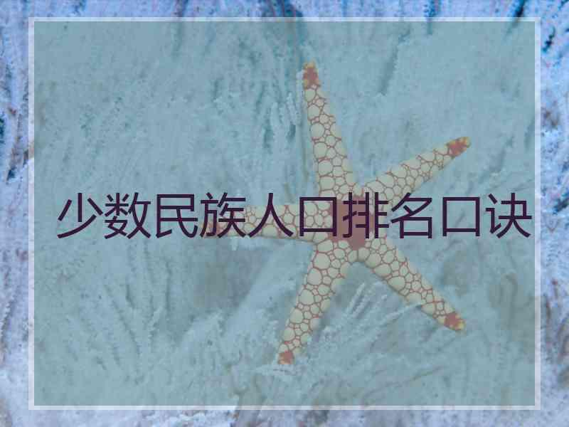 少数民族人口排名口诀