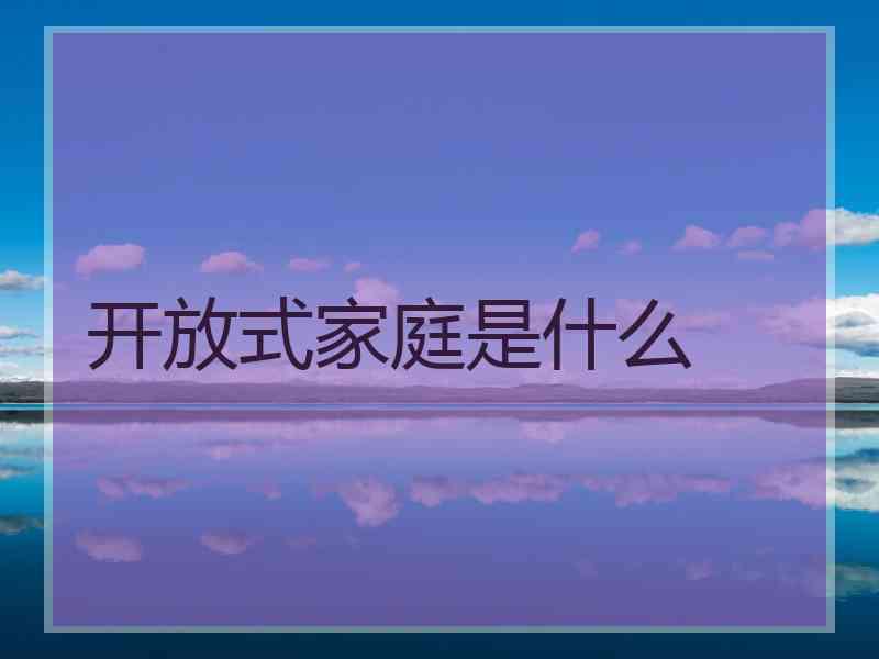 开放式家庭是什么