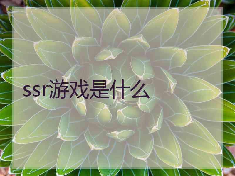 ssr游戏是什么