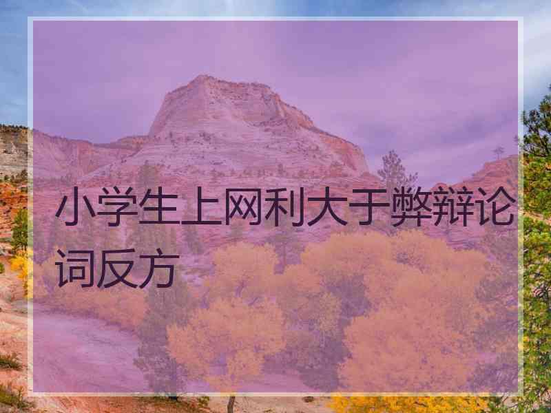 小学生上网利大于弊辩论词反方