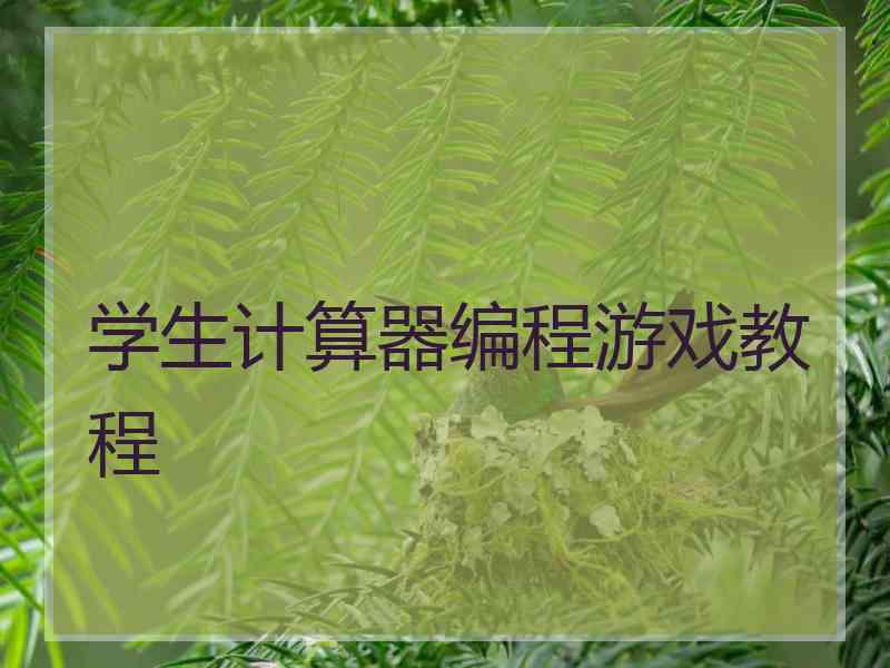 学生计算器编程游戏教程