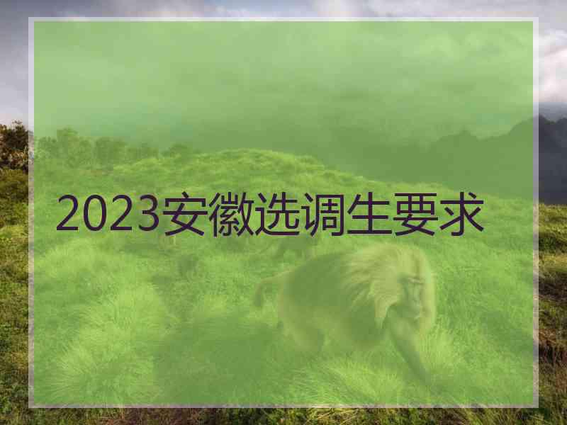 2023安徽选调生要求