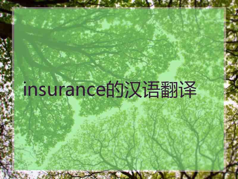 insurance的汉语翻译