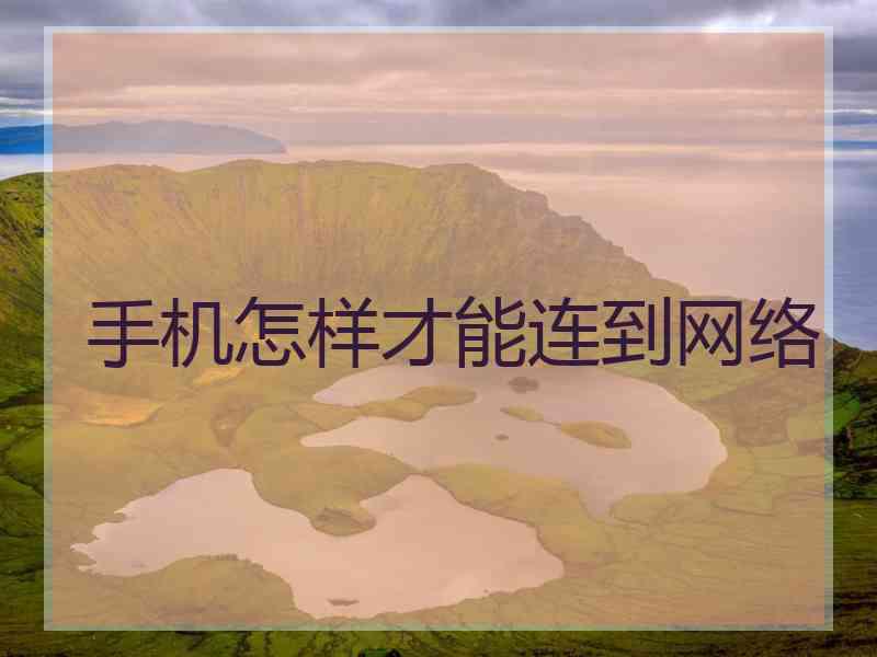 手机怎样才能连到网络