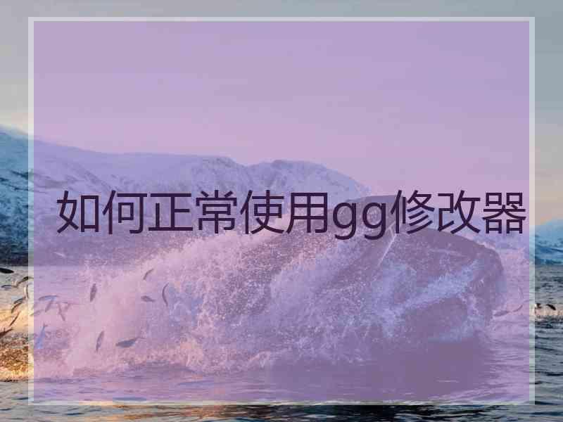 如何正常使用gg修改器