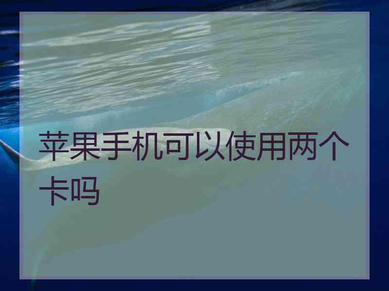 苹果手机可以使用两个卡吗