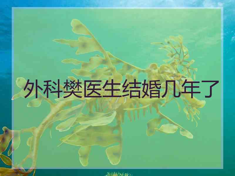 外科樊医生结婚几年了