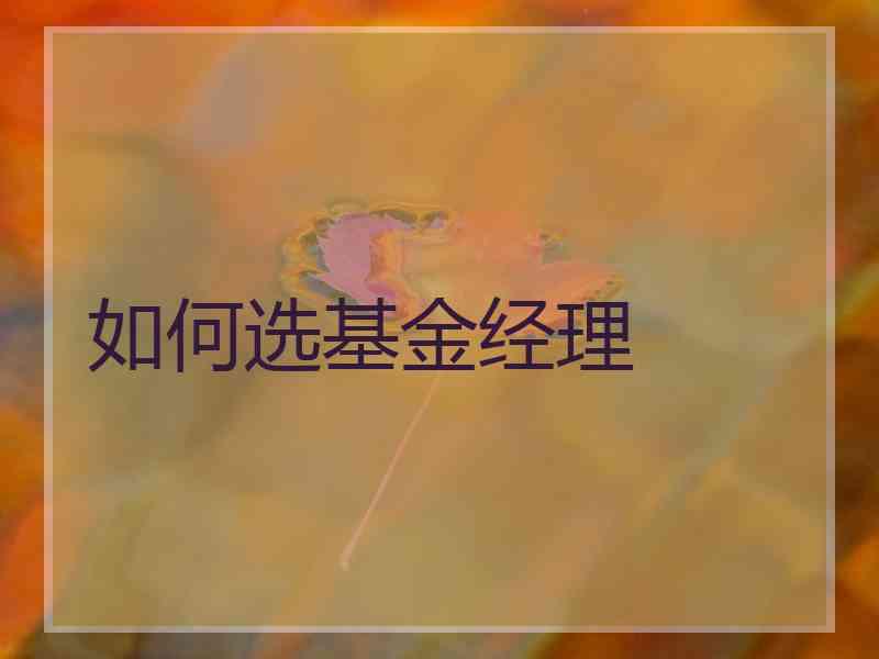 如何选基金经理