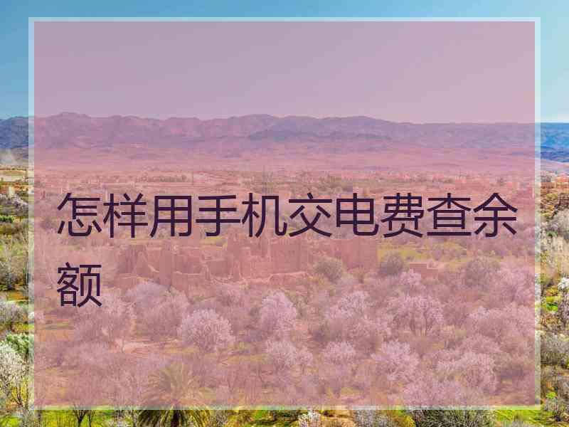 怎样用手机交电费查余额