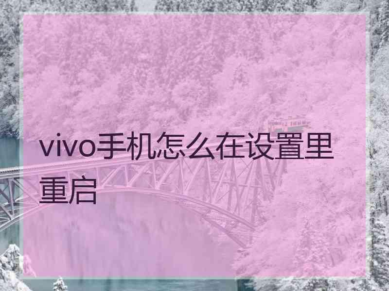 vivo手机怎么在设置里重启