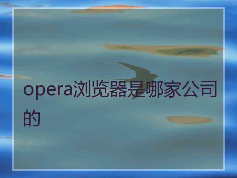 opera浏览器是哪家公司的